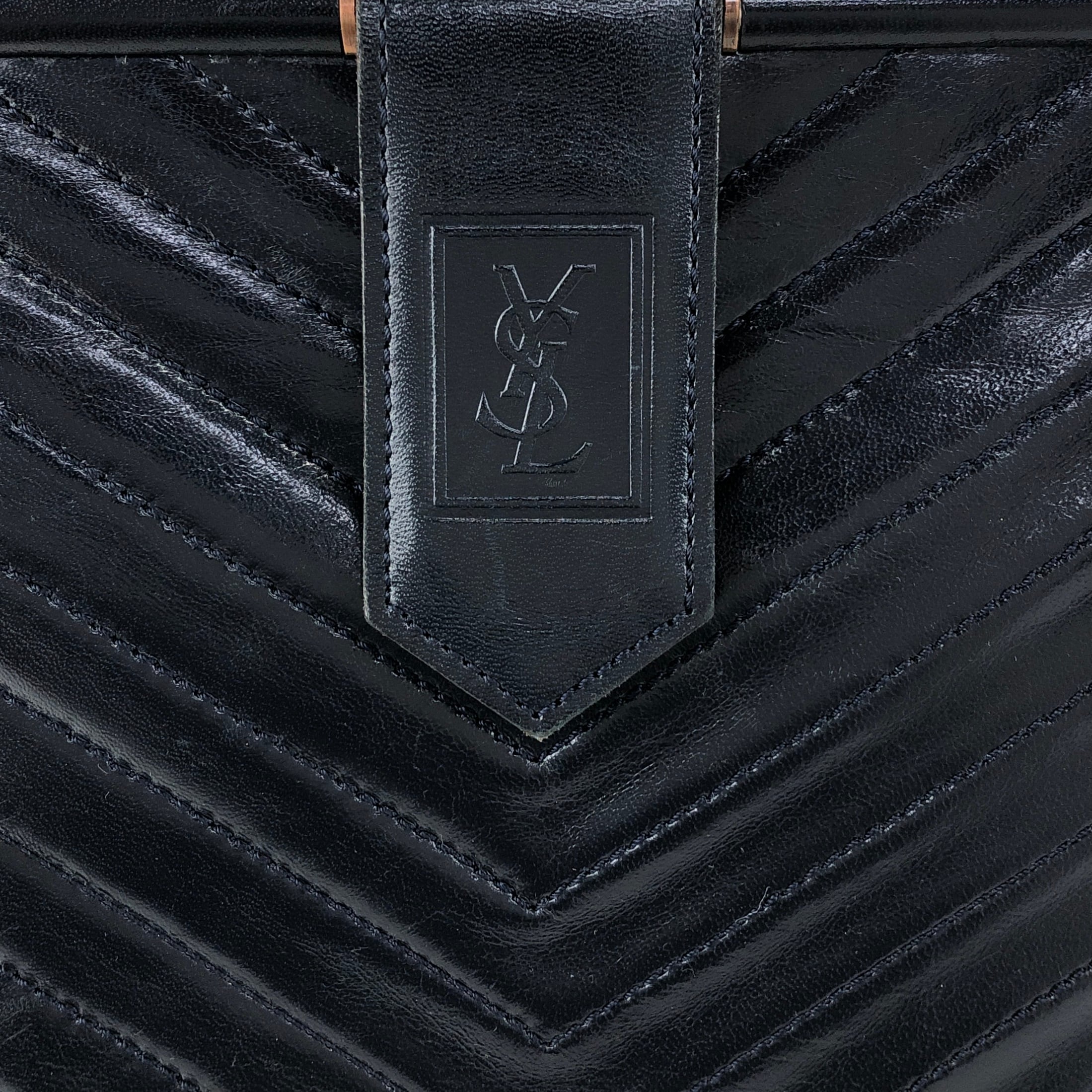 イヴサンローラン ヴィンテージ クラッチバッグ ネイビー Yves Saint Laurent イヴ・サンローラン ハンドバッグ ネイビー YSL