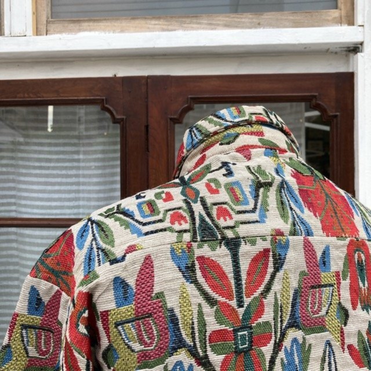 TOPANGA Men's 　ジャガードフラワーシャツジャケット　ベージュ