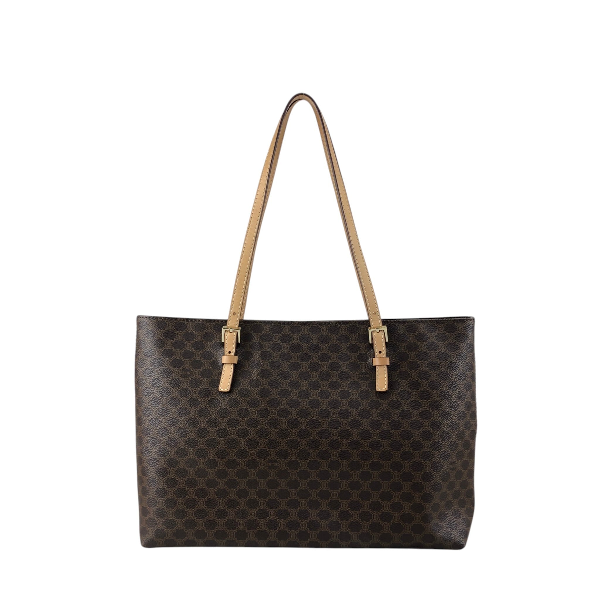CELINE セリーヌ マカダム ハンドバッグ ブラウン PVC トートバッグ