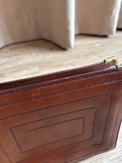 vintage brown leather square shoulder bag-5137-7