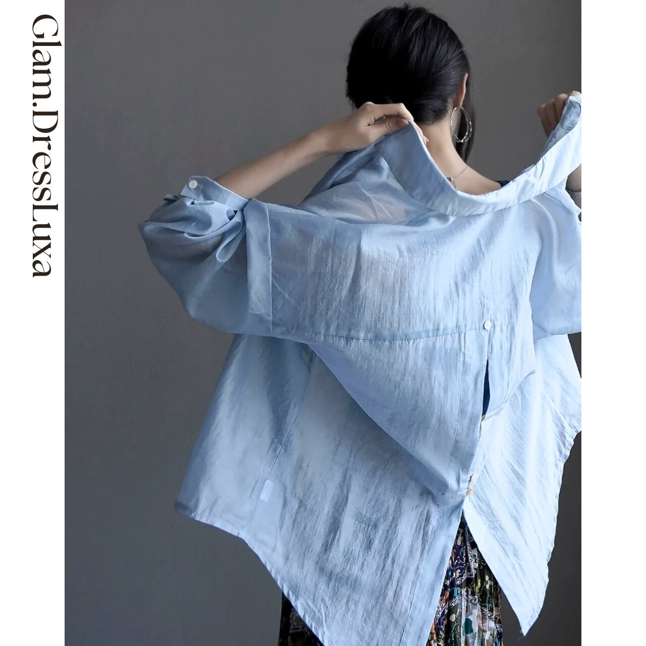 Back Slit Airy シャツ/4color_T12