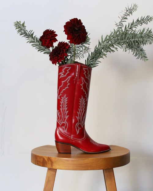 Embroidery Long Western Boots -Dahlia Rouge/ロングウエスタンブーツ-ダリアルージュ
