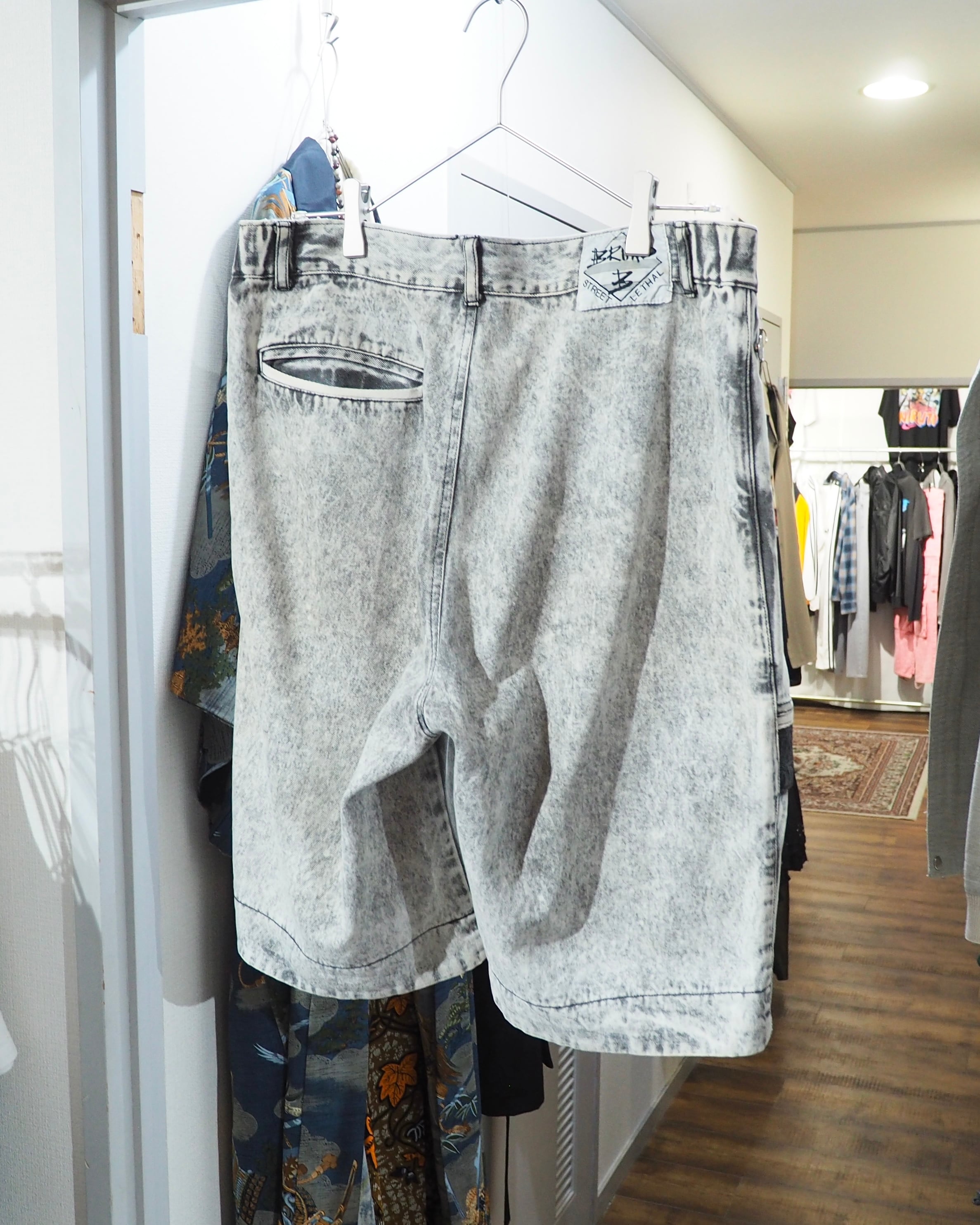 1990 - 00s " Bruno " Beautiful White Chemical Wash vintage Baggy shorts Pants