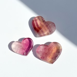 レインボーフローライト ハート 3個set 11◇ Rainbow Fluorite ◇ 天然石・鉱物・パワーストーン・インテリア