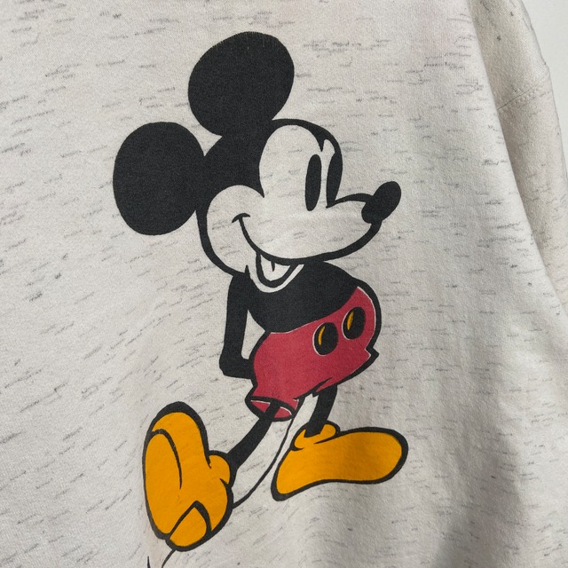 90s USA製　Disney ミッキーマウスプリントスウェット　霜降り　L
