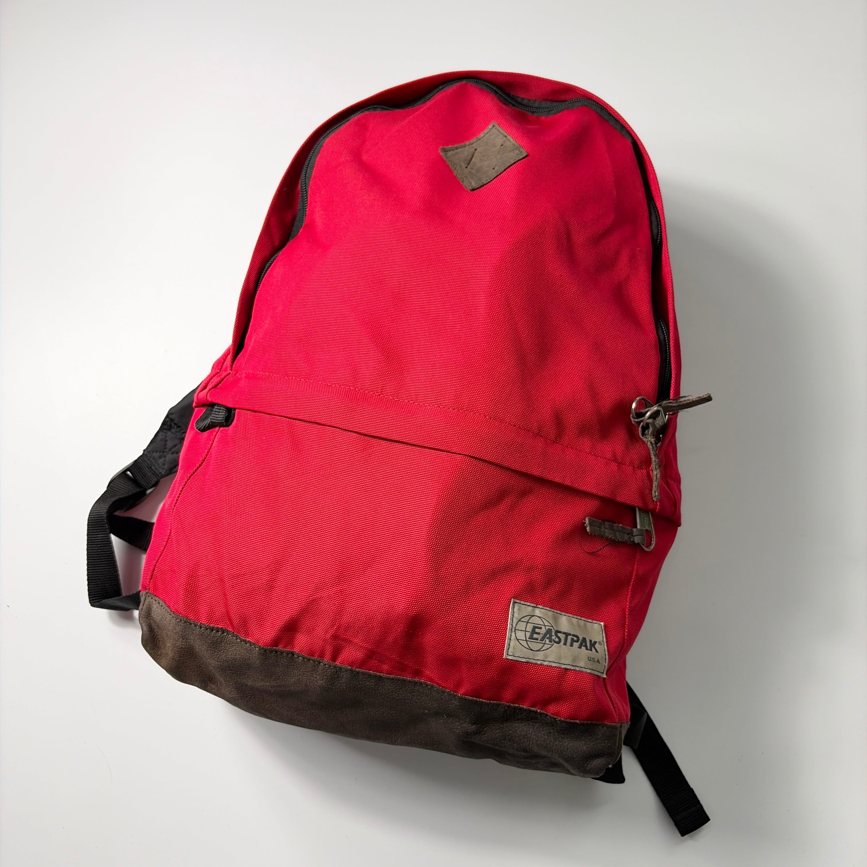 90s EASTPAK Leather backpack Red