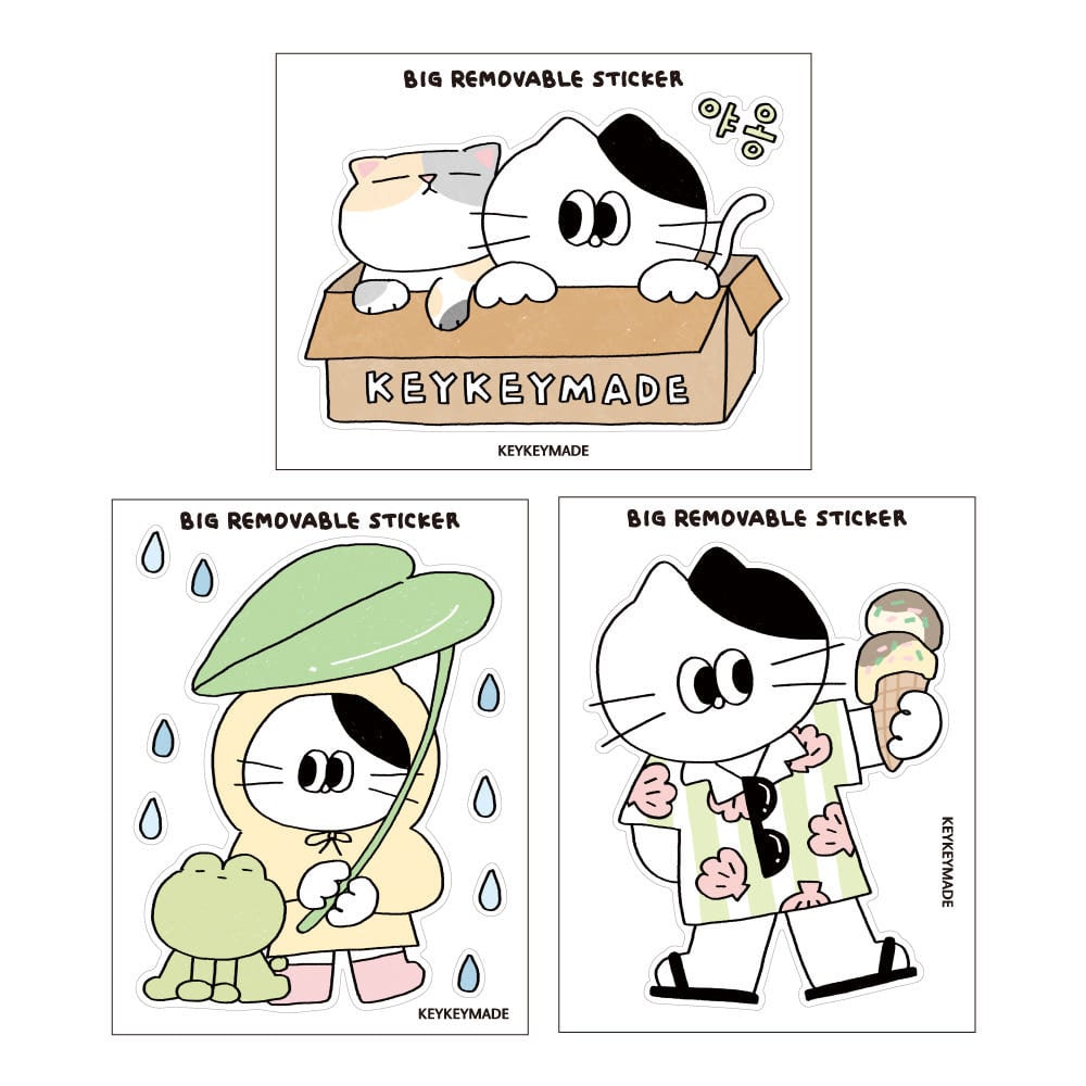 KEYKEYMADE】ステッカー（3枚セット）BIG リムーバブル ステッカー
