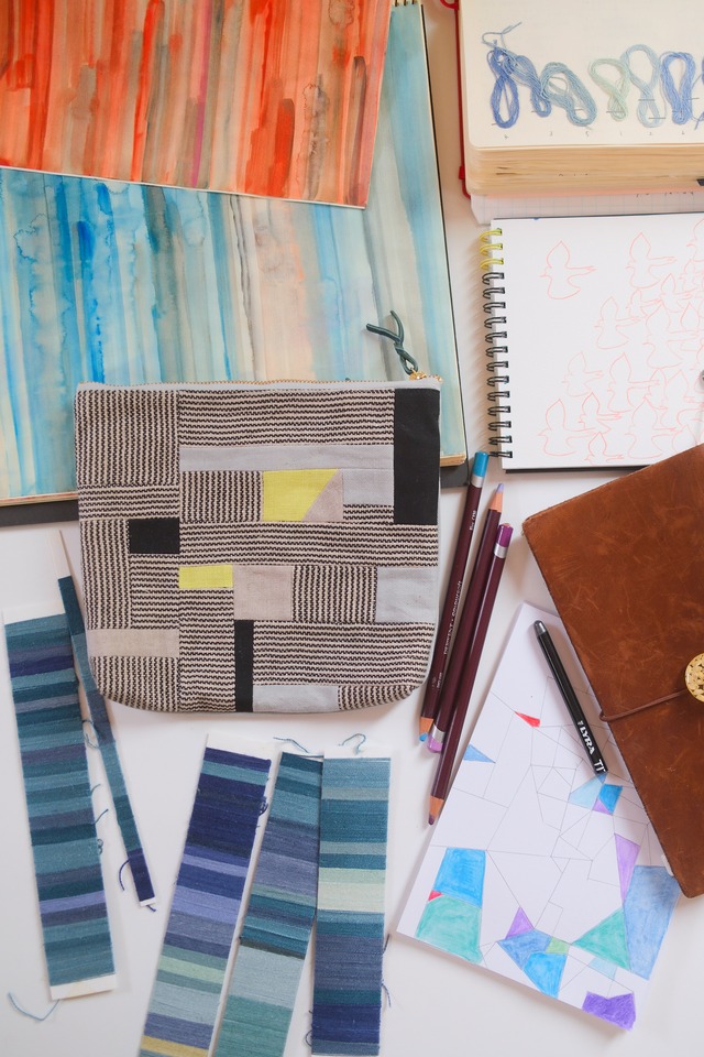【20cm】Hand-woven patchwork pouch #8
