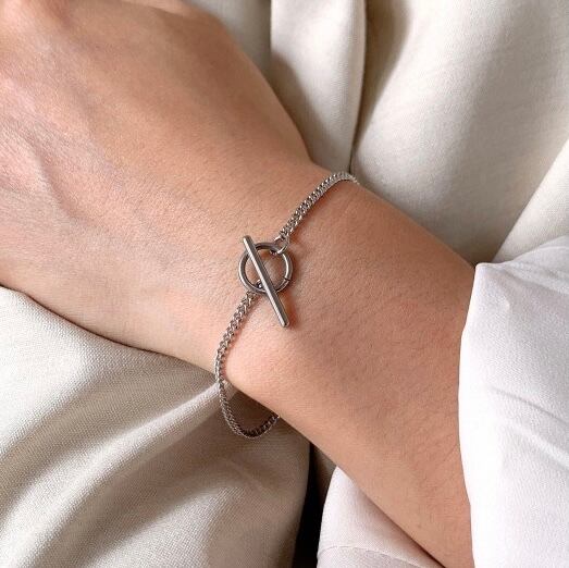 Toggled Miami Chain Bracelet 【SILVER 