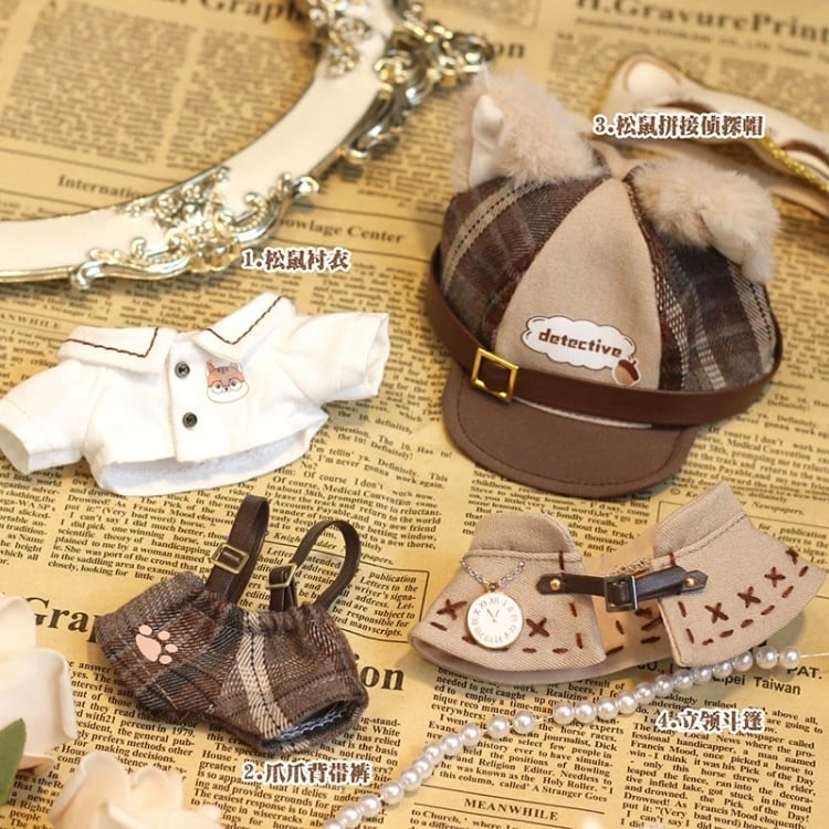 10cmぬい服】夜風探偵のコーデ 10cm着せ替えぬいぐるみ用 棉花 10cmぬい服】夜風探偵のコーデ 10cm着せ替えぬいぐるみ用 棉花