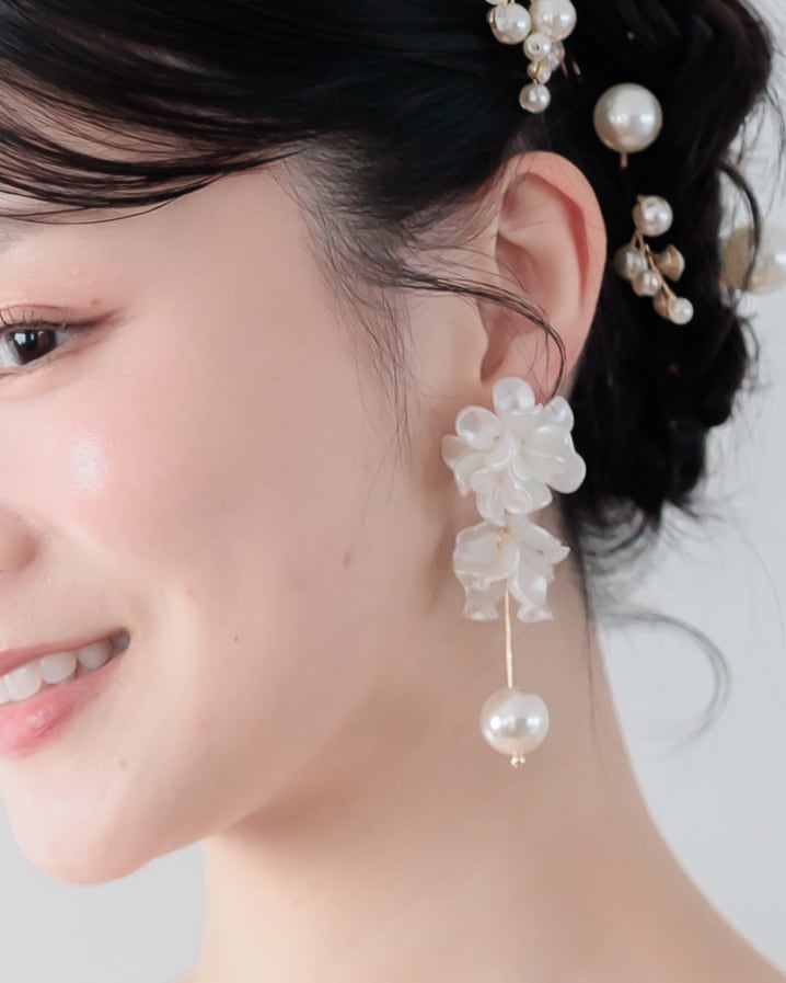 Belmale ブライダルピアス フラワーパールブライダルイヤリング / ピアス【AE2604-31