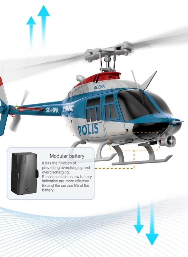 予約◇RCERA C138 Pro BNF Police Livery 1/33 背面飛行OK Bell 206