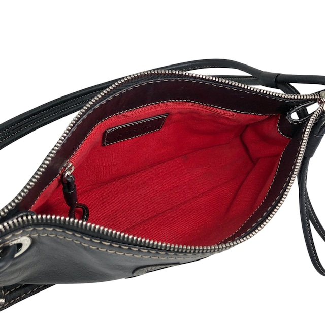 LOEWE ロエベ ショルダーバッグ ブラック アナグラム ステッチ レザー vintage ヴィンテージ オールド ugpzsh