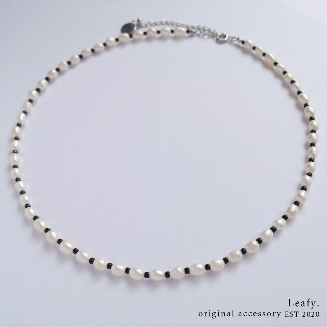 淡水パール＆ブラックビーズのネックレス ビーズアクセサリー 