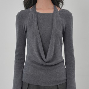 halter neck knit top J00148