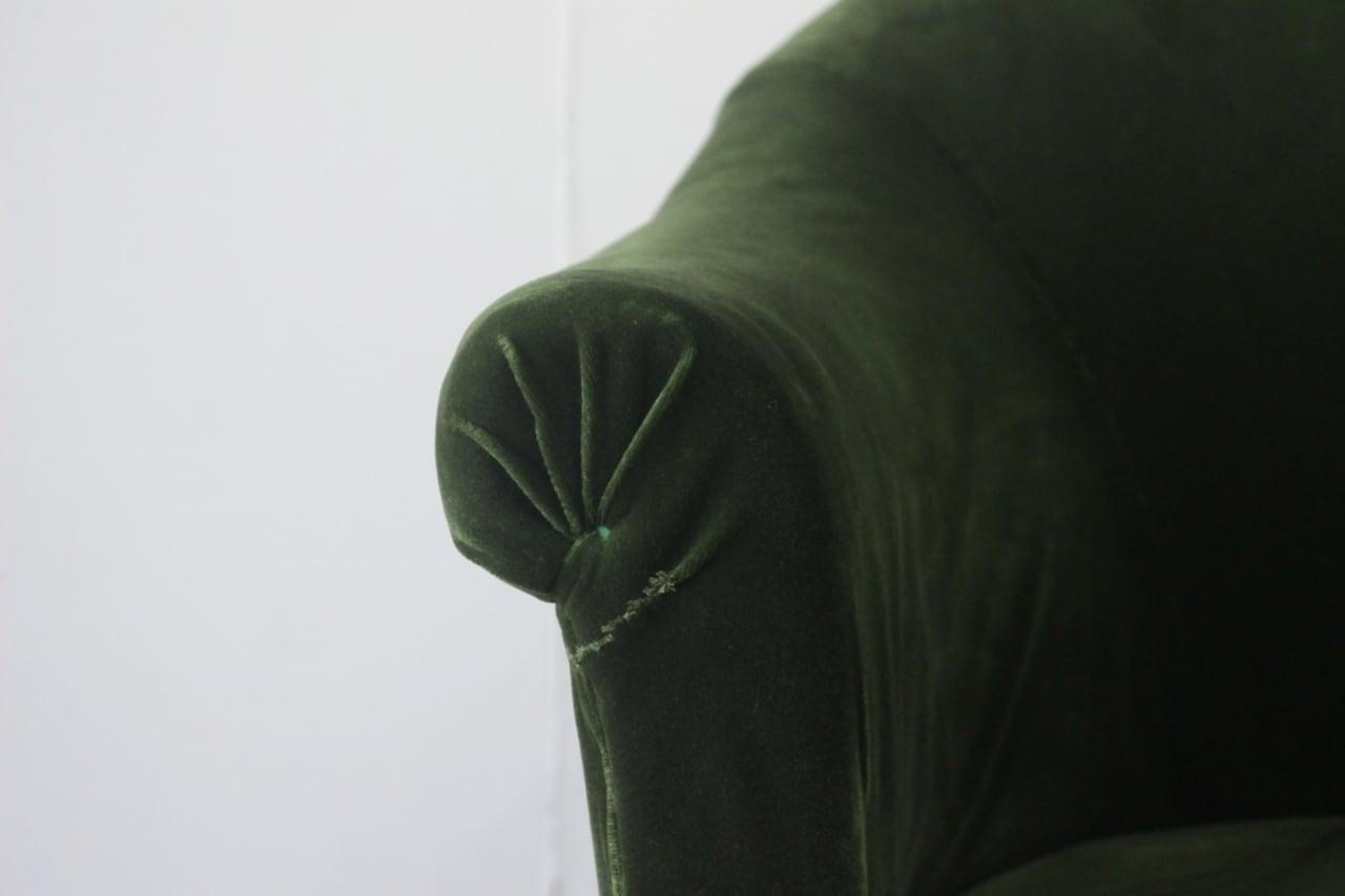 レトロ ドクターチェア 椅子 1Pソファ ラウンジ スプリング モケット 緑 レトロ ドクターチェア 椅子 1Pソファ 一人掛け ラウンジ