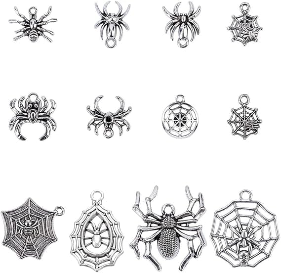 SUNNYCLUE 1箱48個12種 ハロウィン チャーム 蜘蛛 チャーム くも