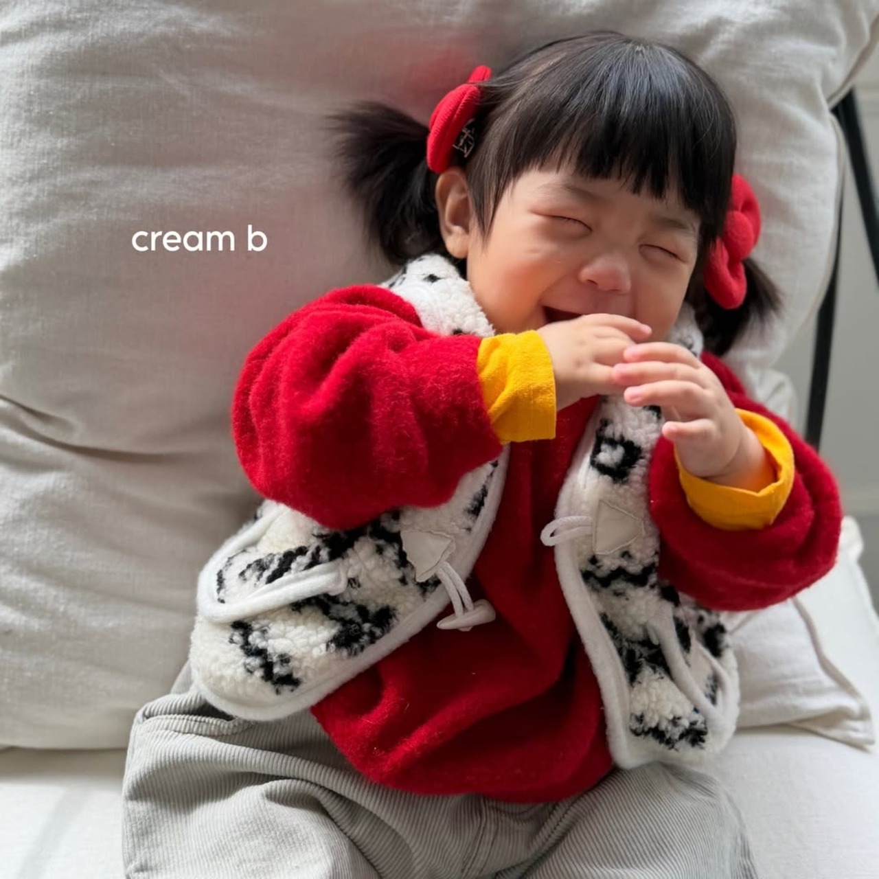 韓国子供服 / 26winter / cream bbang / スノーフレークボアベスト / キッズ / 冬服 *XS~XL*