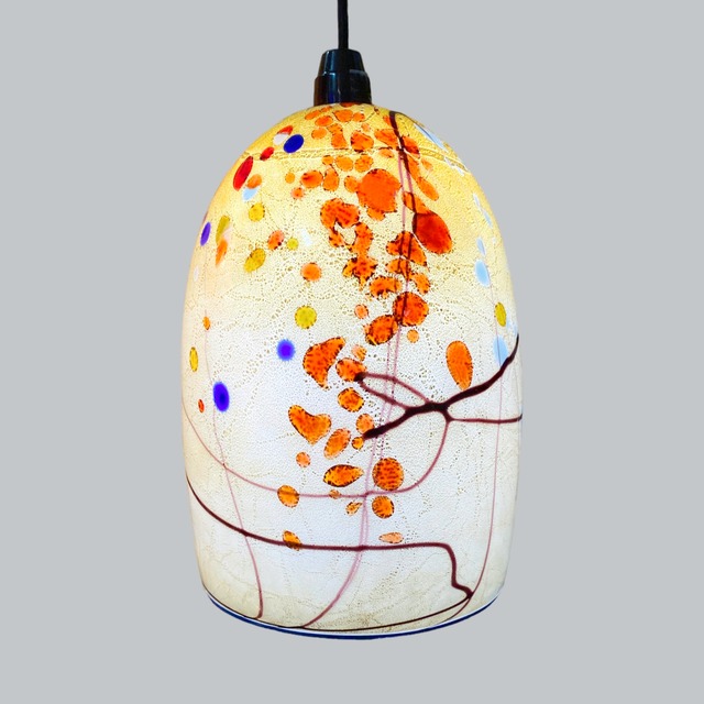 ベネチアンガラス　ペンダントランプ　Kandinsky　ドーム（LL） Bianco 白色