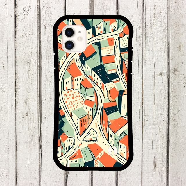 受注生産 iPhoneケース 曲線道路が交差する都市マップ｜都市地図 UMAP013D