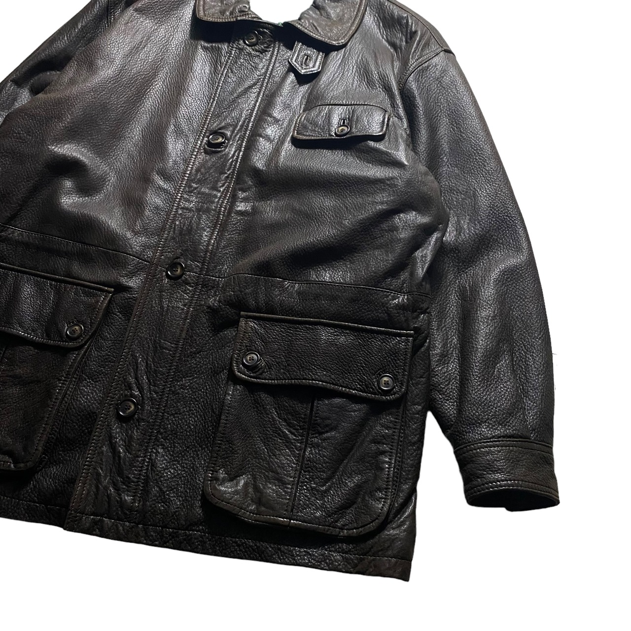 vintage YVES SAINT LAURENT POUR HOMME grain leather half coat