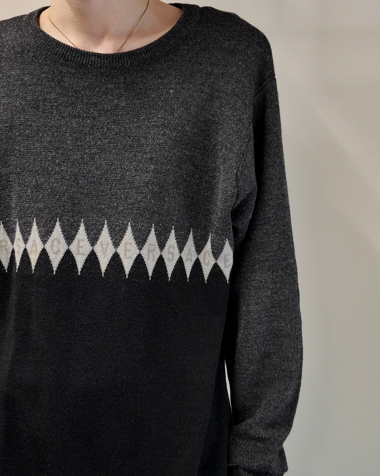 【GIANNI VERSACE】diamond pattern knit