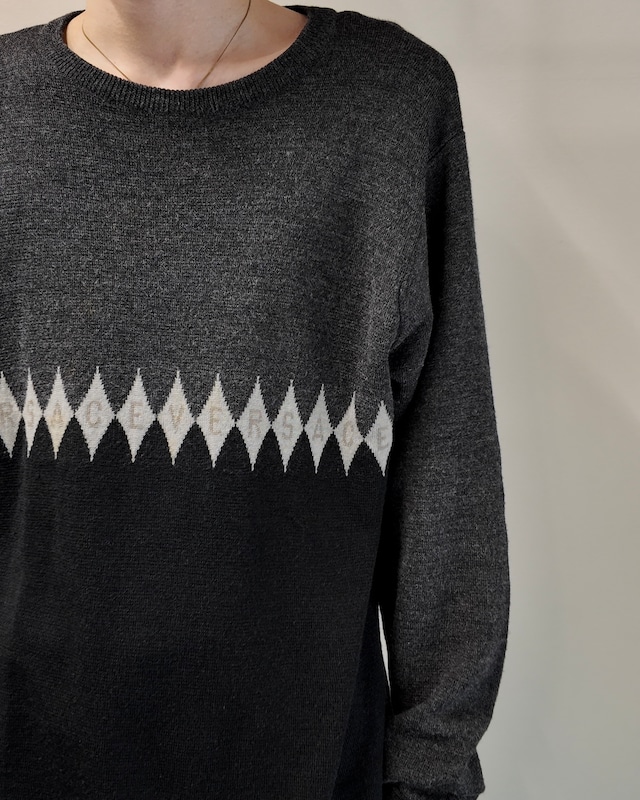 【GIANNI VERSACE】diamond pattern knit