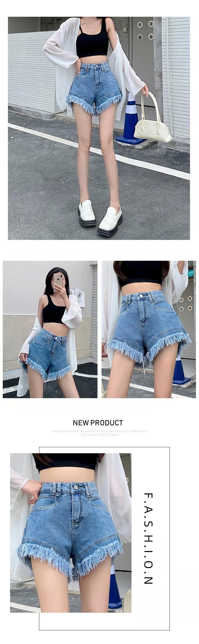 2024 夏薄いエッジピンクデニムショートパンツレディース