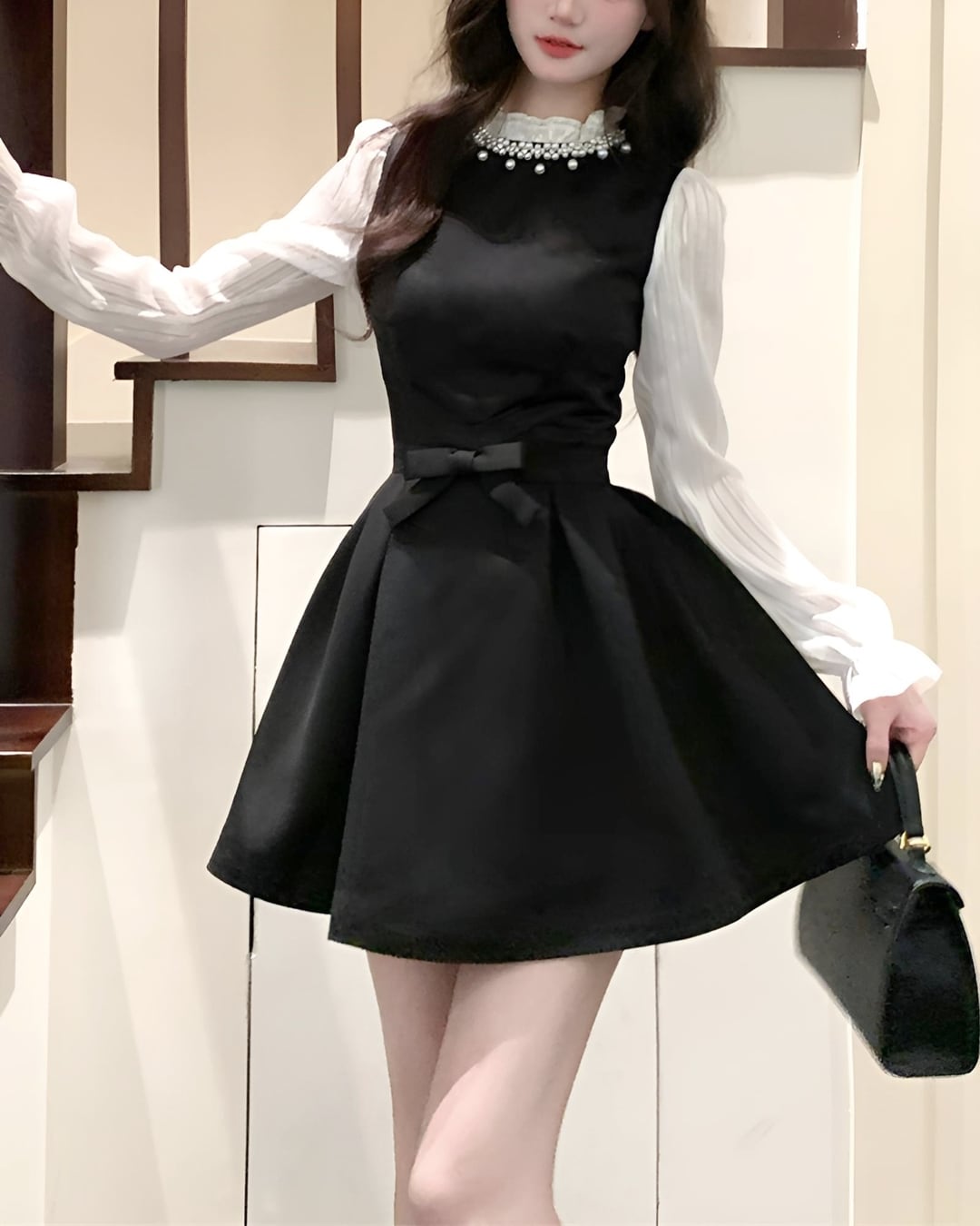 ブラックフレアパールリッチワンピース 25WP02086