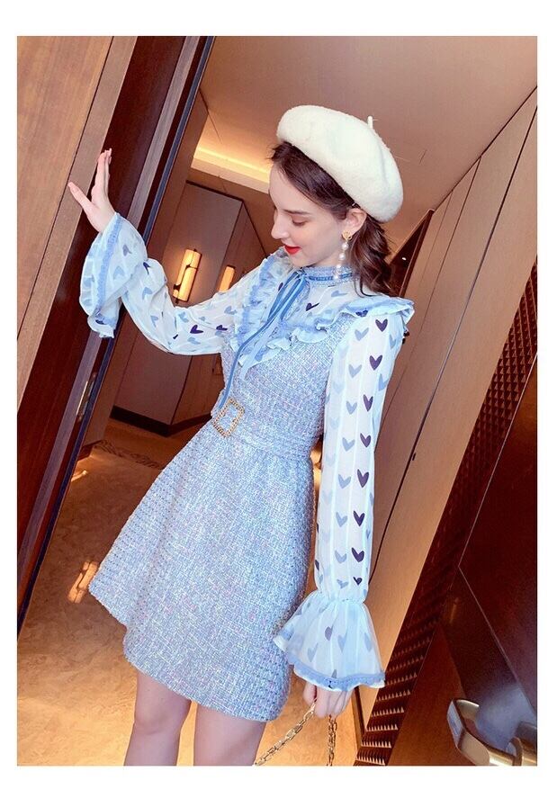 水色 XL ワンピース ハート ガーリー ブルー | LOVEYsmileSHOP