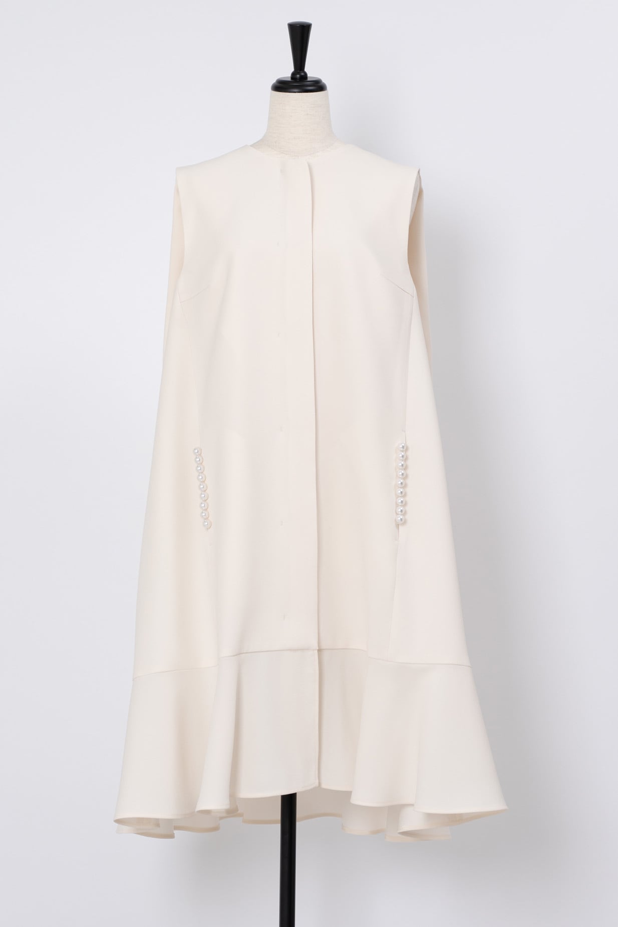 Pearl Frill Gilet Dress OFF WHITE