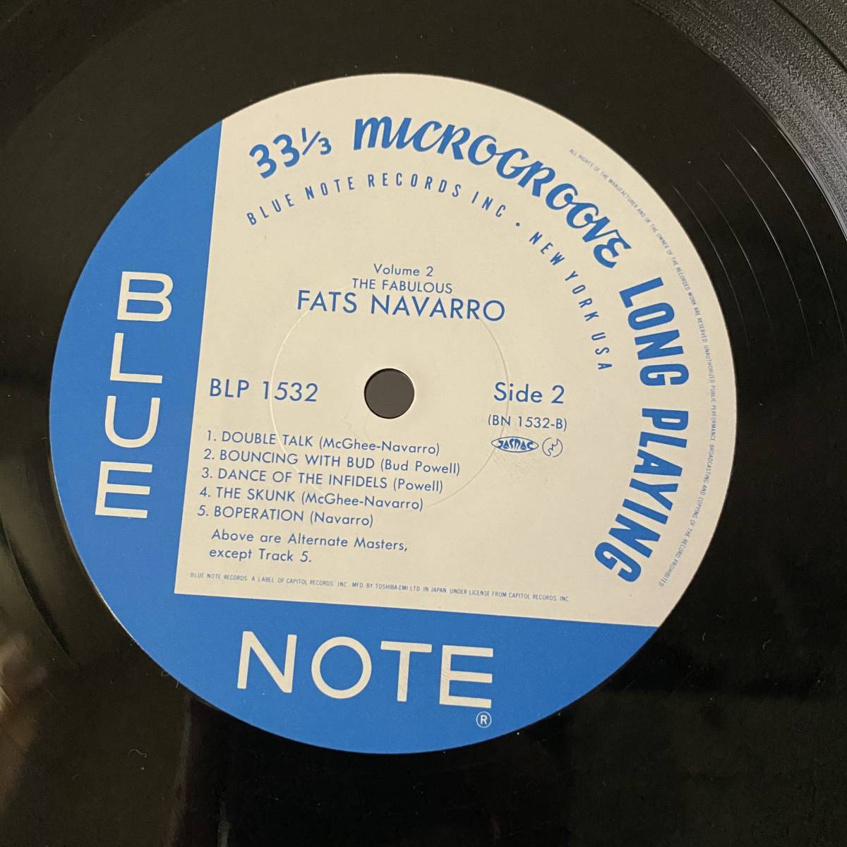 US Blue Note LP FATS NAVARRO BLUE NOTE 1532 VOLUME 2 jazz ブルー