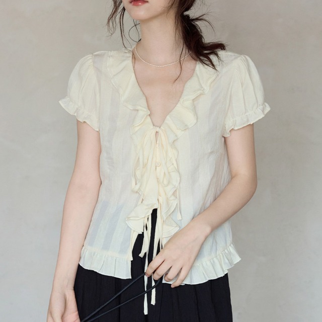 ruffle tie blouse