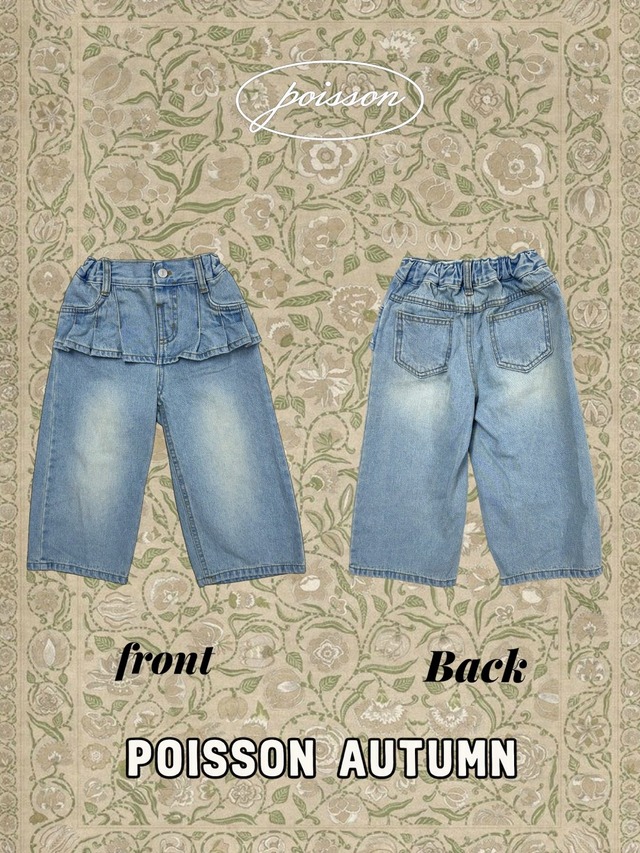 【取寄】poisson｜pleated skirt denim｜プリーツスカートデニム｜S-JM｜kids&jr｜26 autumn
