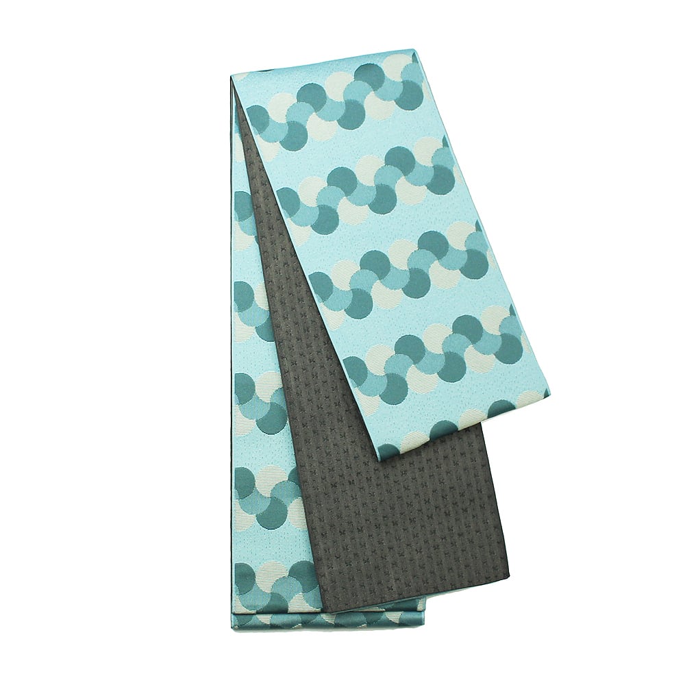 細帯 リバーシブル 4m 北欧風 水色 半幅帯 浴衣帯 日本製 柔らか かわいい ポリエステル ドット