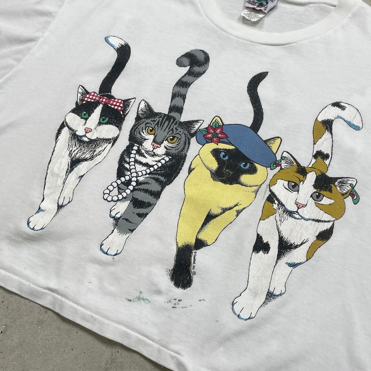 90sヴィンテージ☆USA製 古着☆アート絵画【シャガール アニマル猫T 