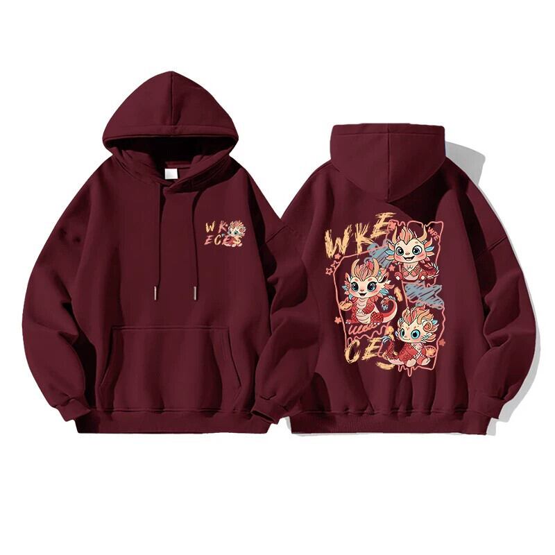 フローラル袖のバーガンディジャージセット フローラル袖のバーガンディジャージセット オーバーサイズ フード付き