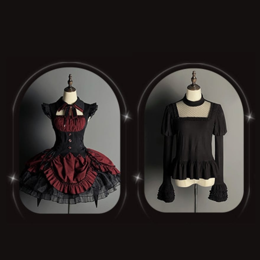 ゴスロリ ブラウス 長袖 Alice Girl 魔女シリーズ シアードット切替 インナーブラウス