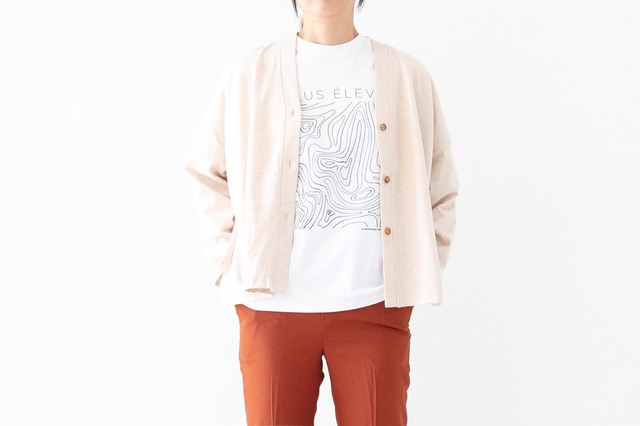 ソフトコットン天竺 -  "PLUS ÉLEVÉ" ロングスリーブプリントTEE