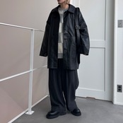 【受注販売】レザーライクオーバーJK/ブラック