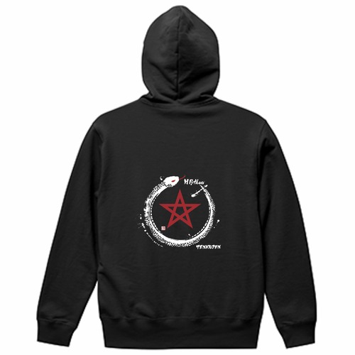 【2025年10月1日限定販売】【H Python (アッシュパイソン)】ブランド オリジナルパーカー 【天空禅(TENKUZEN）】 / パーカー / パーカーオリジナル / パーカー メンズ / パーカー レディース /パーカー ブランド  / お寺で御祈祷 / 御祈祷パーカー / 白蛇 / 五芒星 / 金運 / 財運 / 厄除け /【パーカー ブラック】