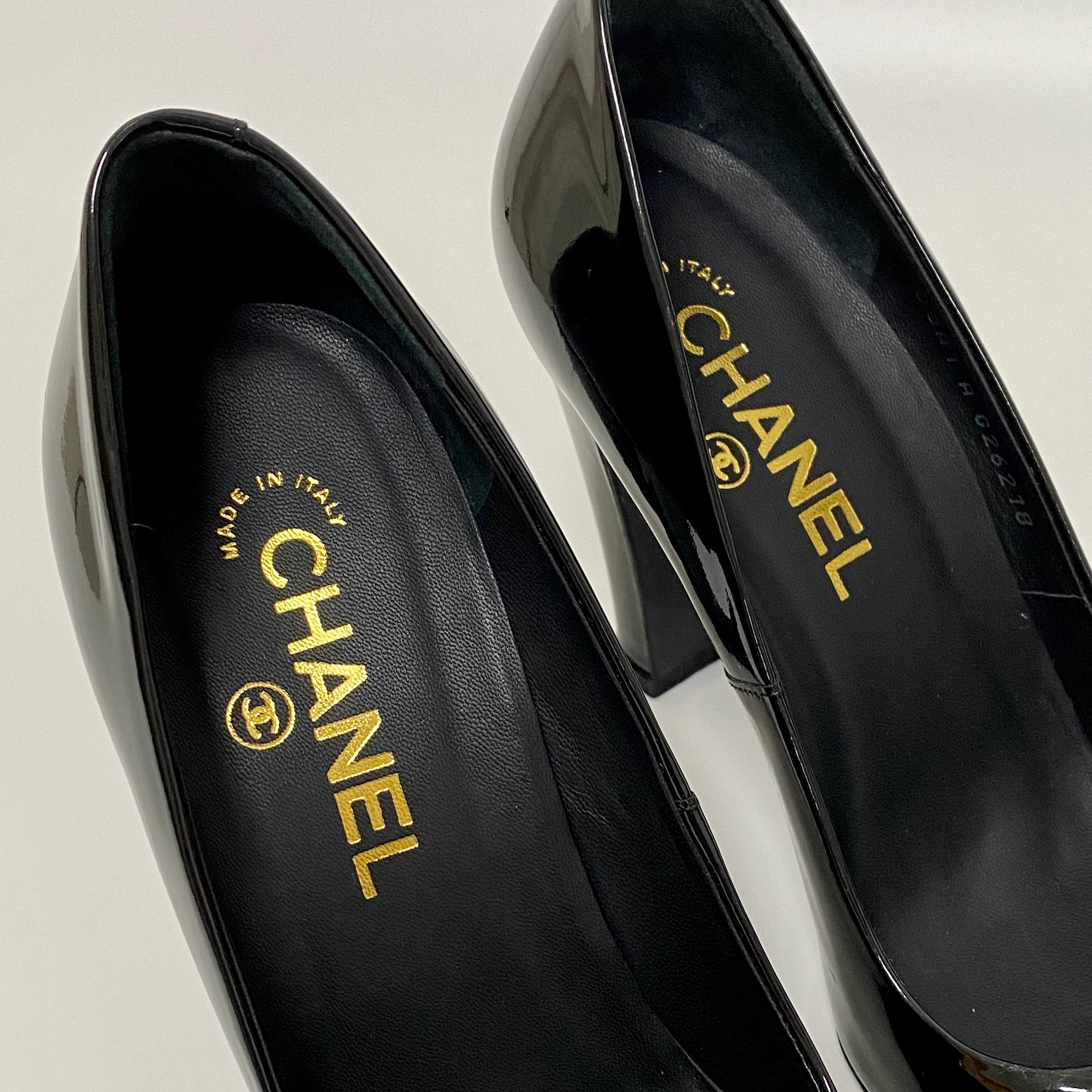 CHANEL シャネル パンプス エナメル ブラック 36.5サイズ 靴 8921 ...