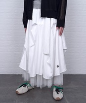 【直営店限定ITEM】チュールヘムタックスカート (WHITE)　CQ-48153H