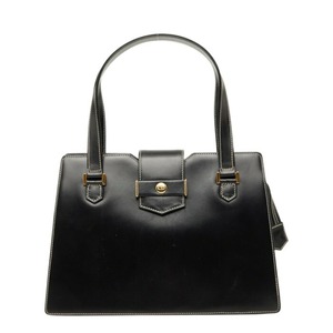 ディオール ロゴフラップ ステッチ ハンドバッグ ブラック レザー レディース Dior 【中古】
