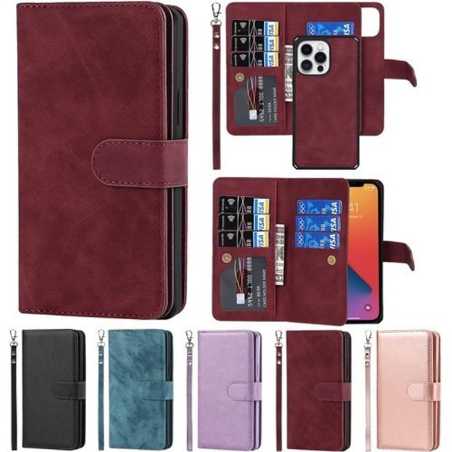 Eastwave アイフォン for iPhone 13 Pro Max ケース 分離式 両用 手帳型 for iPhone 13promax 財布型 カバー 分離式 両用 2way 取り外し自由 カバー 縄掛け PUレザー+TPUソフト ケース 二合一の設計 ICカード ベルトマグネット -ダークレッド 834