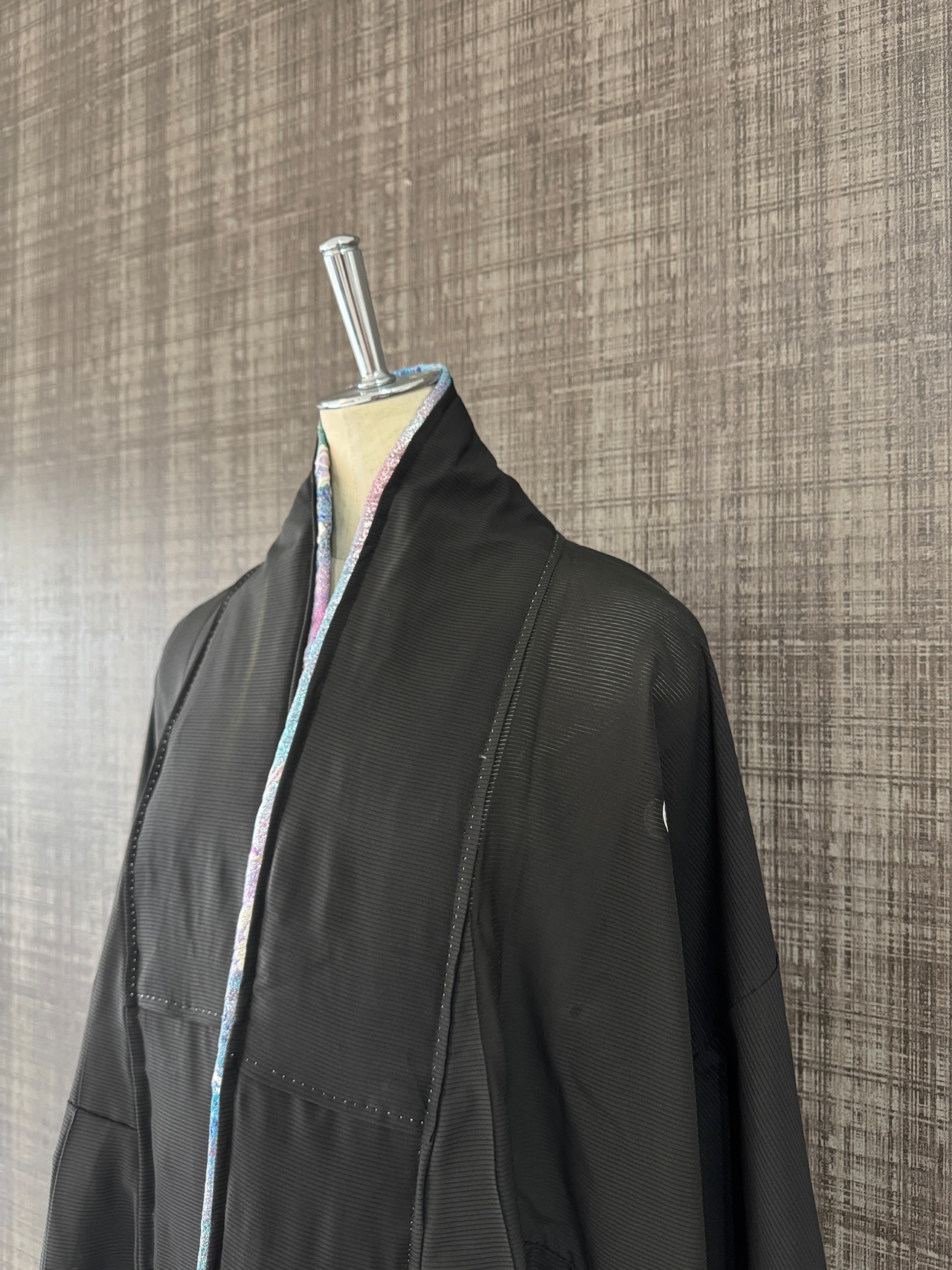 Black Longcoat See-through 638 (夏用着物)