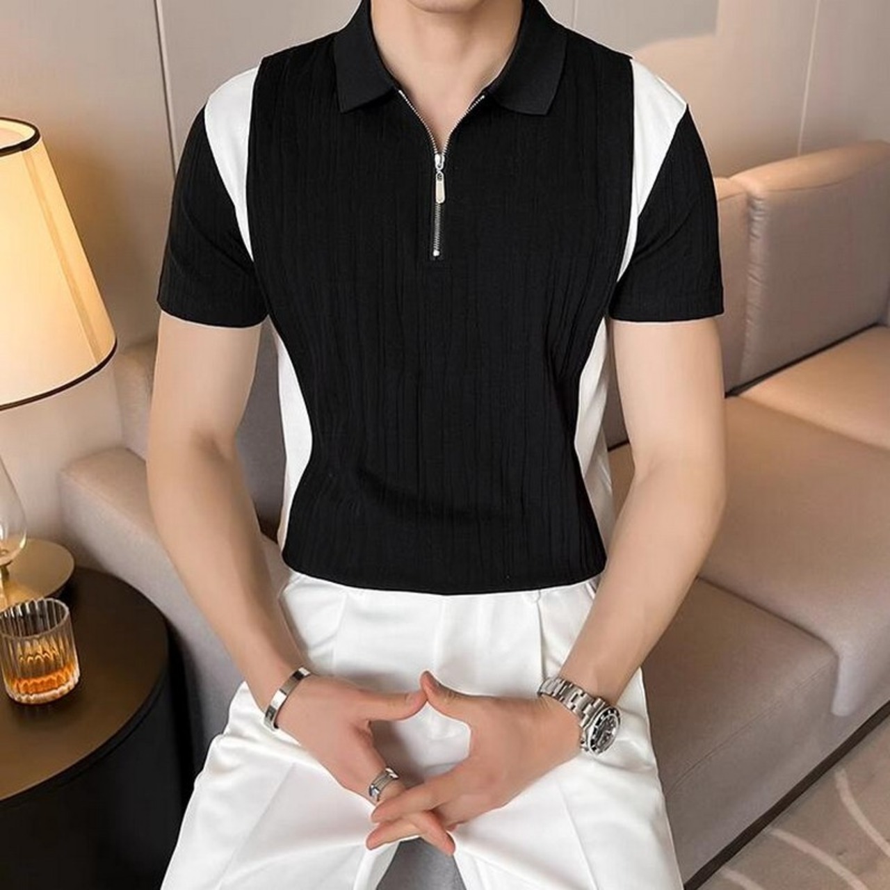 ice casual zipper polo shirt 00348