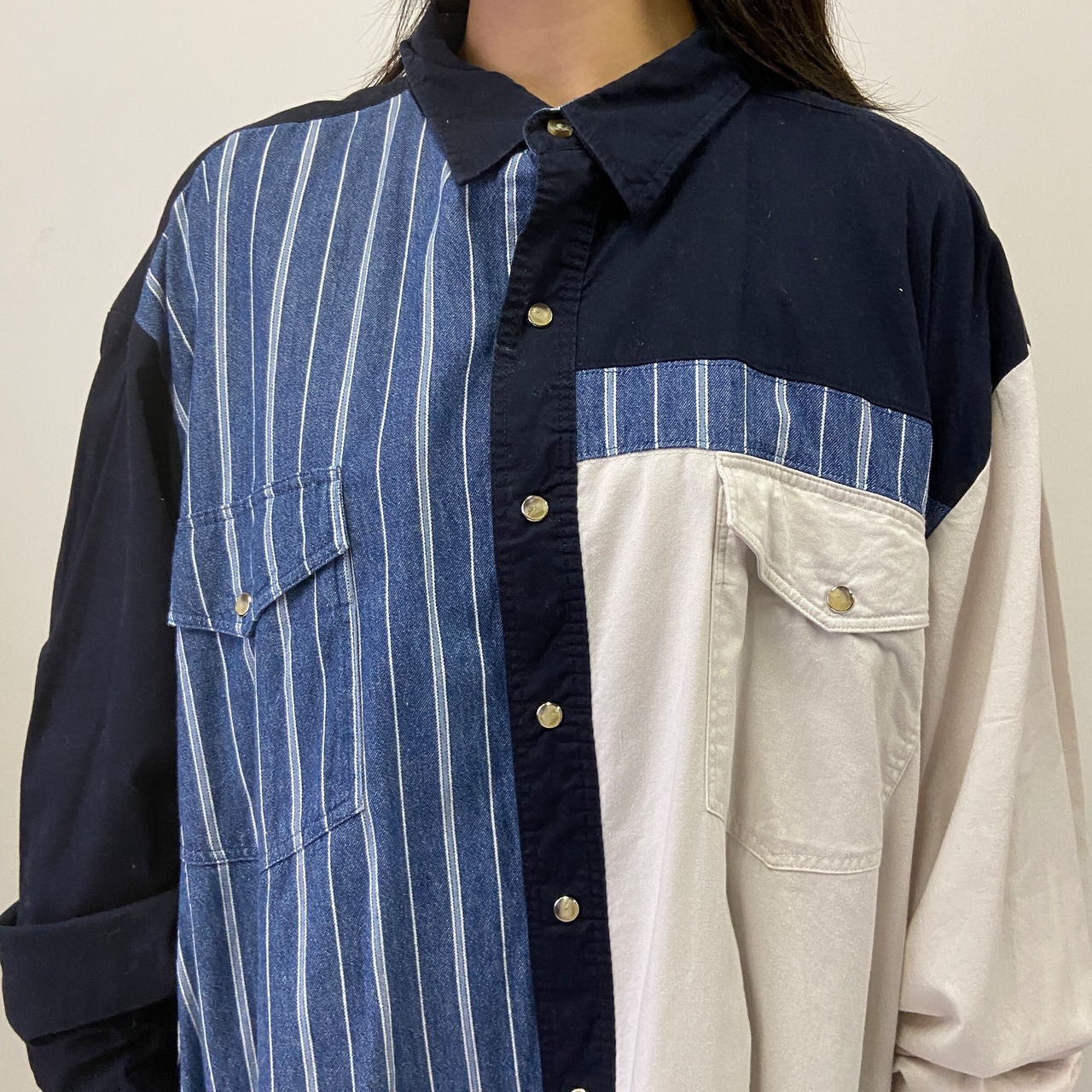 ビッグサイズ Wrangler ラングラー デニム クレイジーパターン 切替 