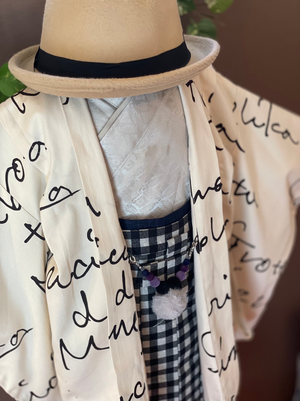 【お試しレンタル】世界に一つ和モダン英メッセージ羽織 男の子の祝い着 羽織 袴 着物セット