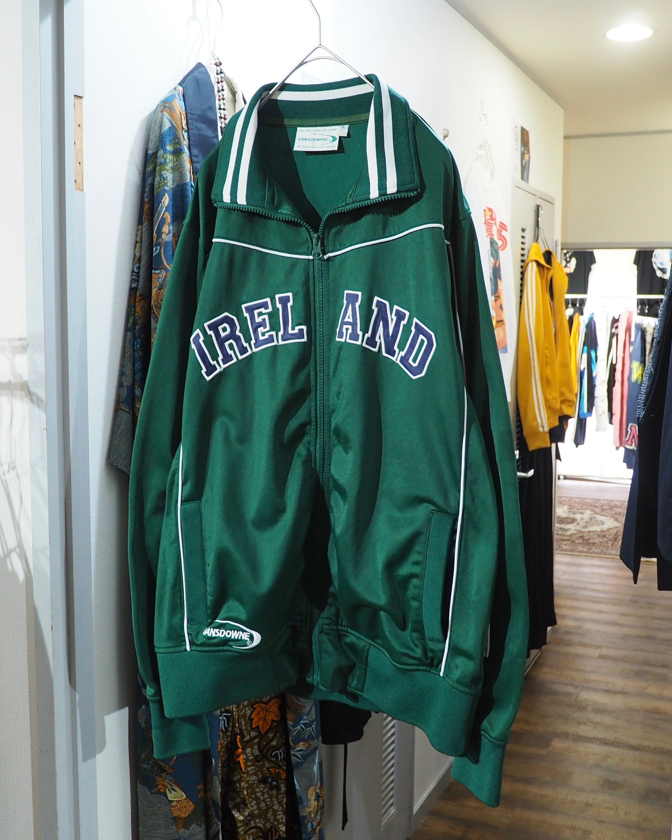 1990s " IRELAND " Embroidery Irish Green Color Track jacket